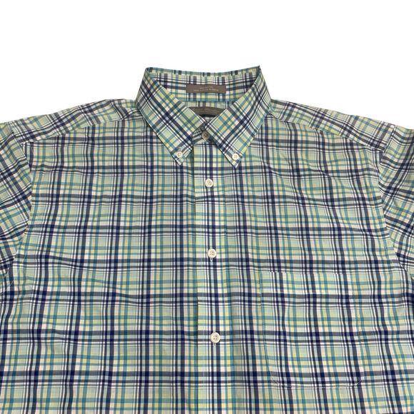 Daniel Cremieux Button Down Shirt Size L Blue Plaid Short Sleeves Classic Casual - Picture 3 of 9